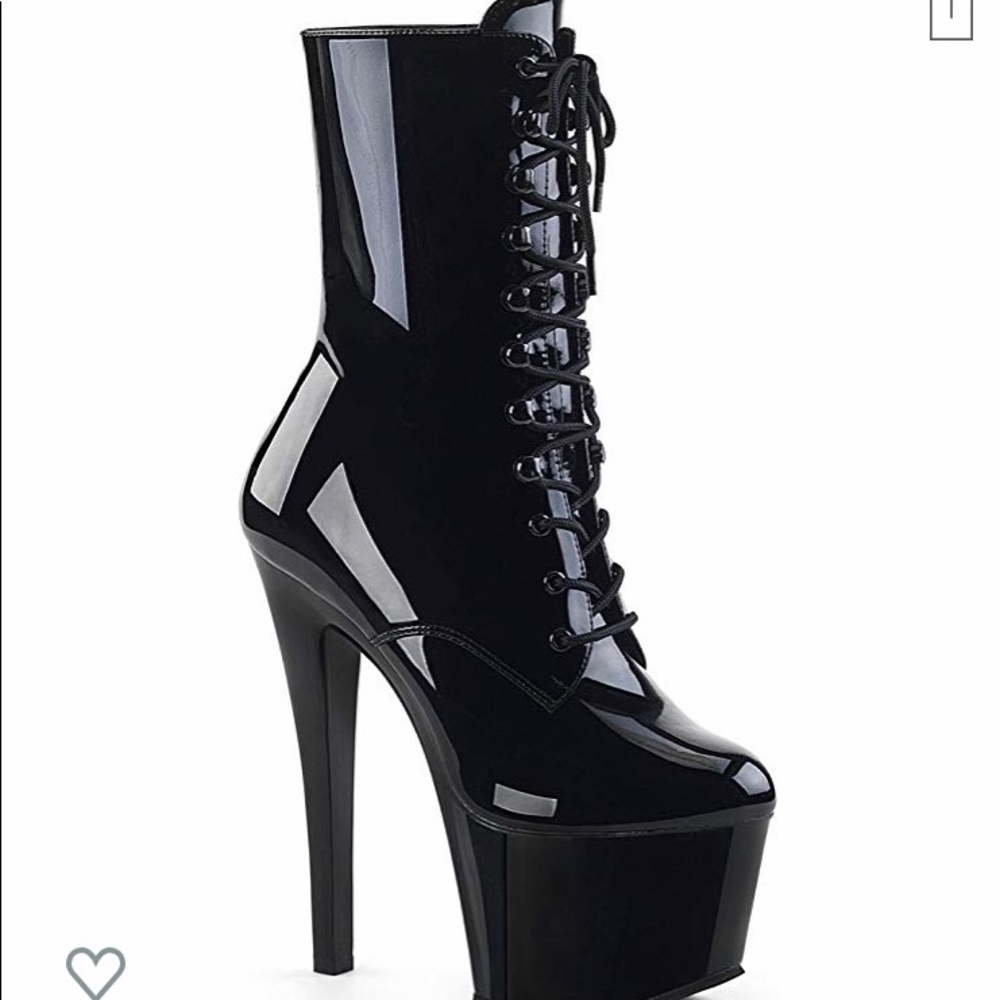 Black patent pleaser boots
